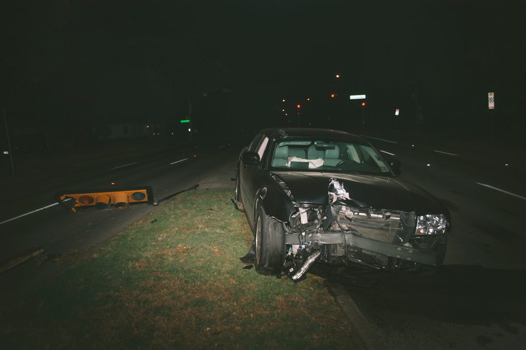 car crash at night