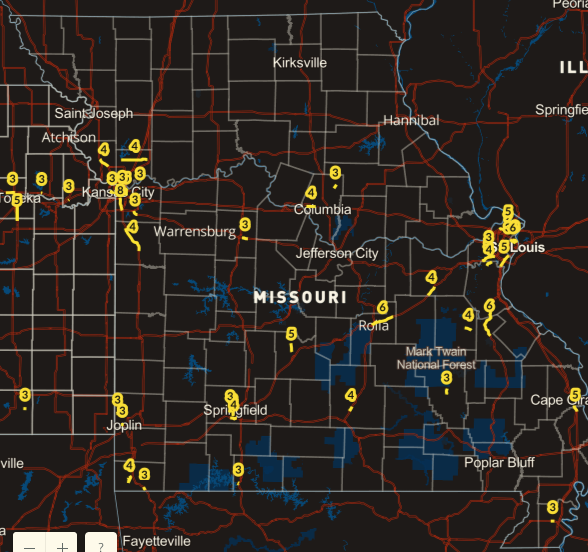 Missouri Road Conditions Map United States Map