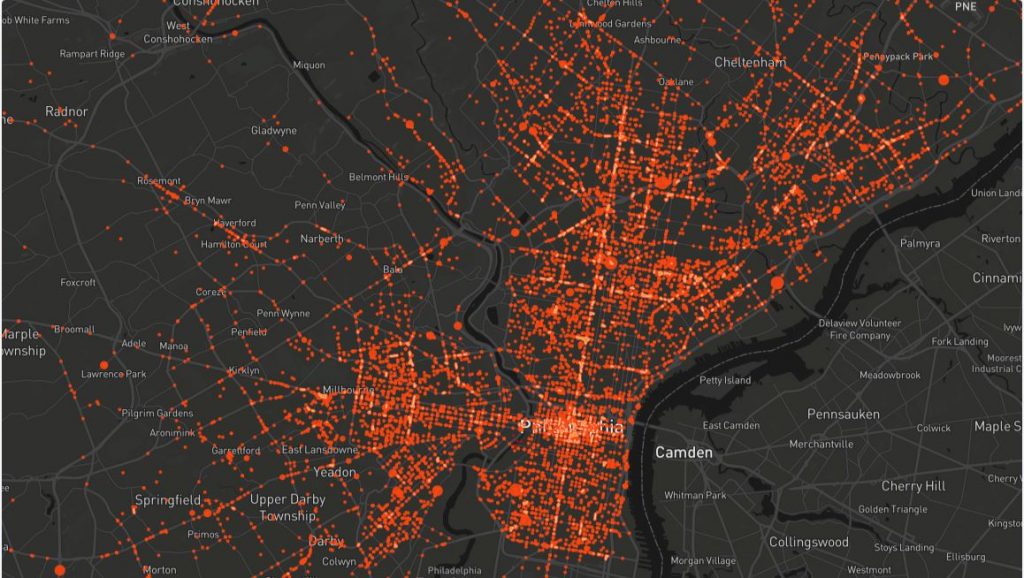 Philadelphia accident hot spot map