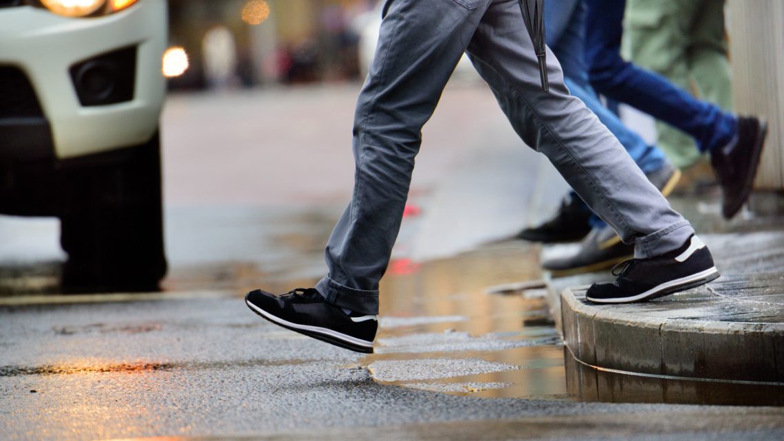 Pedestrians crossing the street