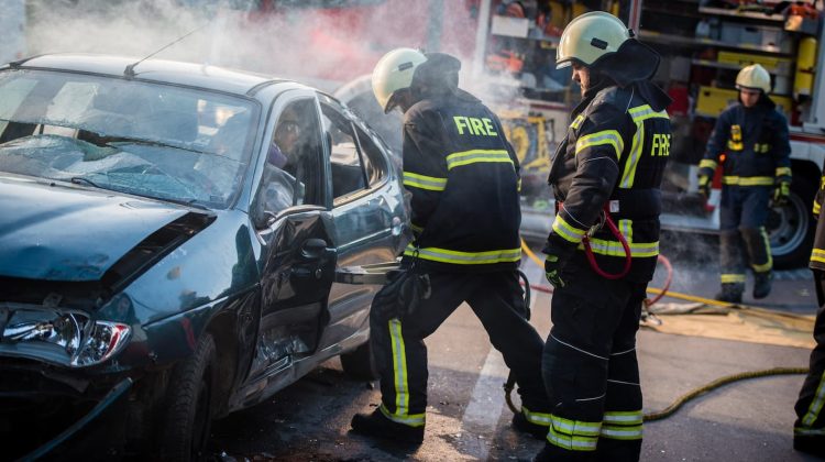 Firefighters responding to a car accident in Oklahoma